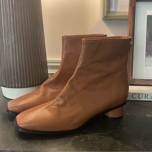 Anthropologie Angel Alarcon Leather Ankle Boots Booties Brown 39 8 8.5
